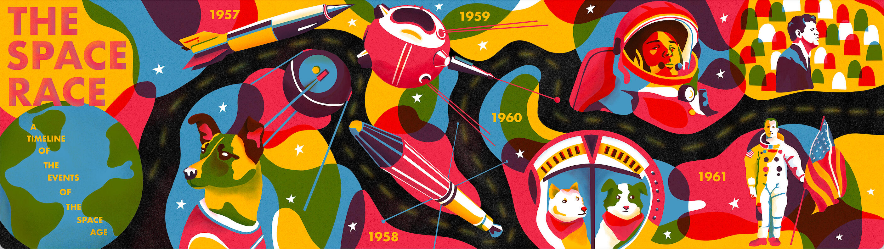 A Timeline of the events of the Space Race - Illustrated Concertina Book